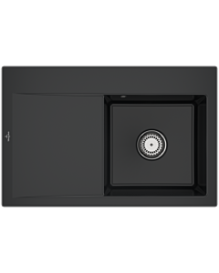 Villeroy und Boch Subway Style 45 Einbauspüle 334701R7 rechts, mit Ablaufgarnitur, pure black, 78 x 51 cm