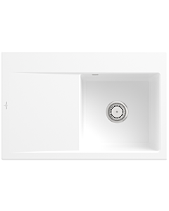 Villeroy und Boch Subway Style 45 évier encastrable 334701RW droite, avec garniture de vidage , blanc pierre CeramicPlus, 78 x 51 cm
