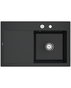 Villeroy und Boch Subway Style 45 Einbauspüle 334702R7 rechts, mit Ablaufgarnitur, pure black, 78 x 51 cm