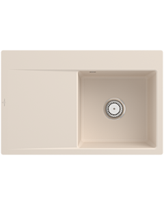Villeroy und Boch Subway Style 45 Évier plat à chasse d&#39;eau 33471FFU droite, avec garniture de vidage , ivoire CeramicPlus, 78 x 51 cm