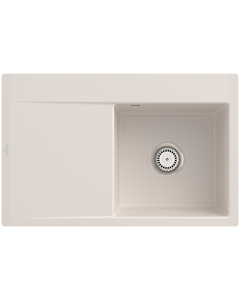 Villeroy und Boch Subway Style 45 Évier plat à chasse d&#39;eau 33471FKR droite, avec garniture de vidage , crema CeramicPlus, 78 x 51 cm