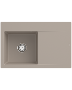 Villeroy und Boch Subway Style 45 Flat Einbauspüle 334801AM links, mit Ablaufgarnitur, almond CeramicPlus, 78 x 51 cm