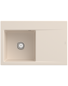 Villeroy und Boch Subway Style 45 Flat Einbauspüle 334801FU links, mit Ablaufgarnitur, ivory CeramicPlus, 78 x 51 cm