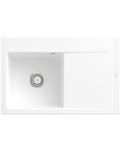 Villeroy und Boch Subway Style 45 Flat built-in sink 334801KG left, with drain fitting, manual operation, snow white CeramicPlus, 78 x 51 cm
