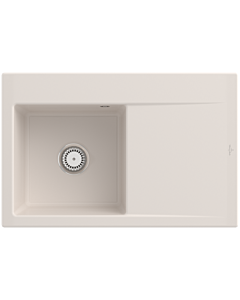 Villeroy und Boch Subway Style 45 Flat Einbauspüle 334801KR links, mit Ablaufgarnitur, crema CeramicPlus, 78 x 51 cm