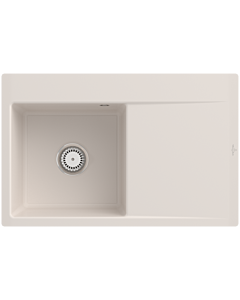 Villeroy und Boch Subway Style 45 Évier plat à chasse d&#39;eau 33481FKR gauche, avec garniture de vidage , crema CeramicPlus, 78 x 51 cm