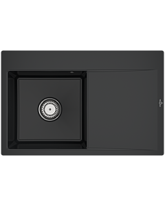 Villeroy und Boch Subway Style 45 Flat flush-mounted sink 33481FR7 left, with drain fitting, manual operation, pure black, 78 x 51 cm