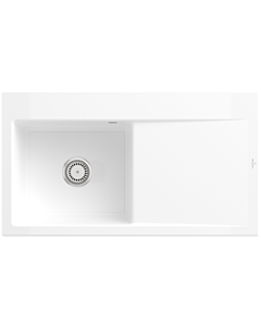 Villeroy und Boch Subway Style 50 Einbauspüle 335201KG links, mit Ablaufgarnitur, 900 x 510 mm, Handbetätigung, snow white CeramicPlus