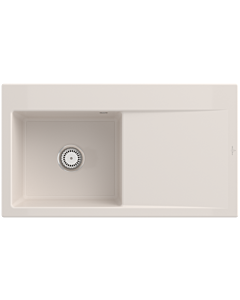 Villeroy und Boch Subway Style 50 Einbauspüle 335201KR links, mit Ablaufgarnitur, 900 x 510 mm, Handbetätigung, crema CeramicPlus