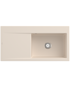 Villeroy und Boch Subway Évier à encastrer Style 60 336101FU vasque à droite, garniture de vidange avec commande manuelle, 1000 x 510 mm, Ivoire