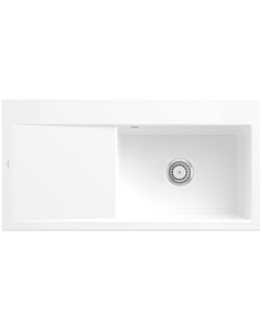 Villeroy und Boch Subway Évier à encastrer Style 60 336101R1 vasque à droite, garniture de vidange avec commande manuelle, 1000 x 510 mm, blanc