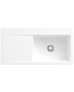 Villeroy und Boch Subway Évier encastrable Style 60 336101RW vasque à droite, garniture de vidange avec commande manuelle, 1000 x 510 mm, Stone White