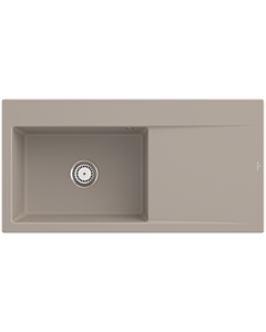 Villeroy und Boch Subway Style 60 Einbauspüle 336201AM Becken links, Ablaufgarnitur mit Handbetätigung, 1000 x 510 mm, Almond