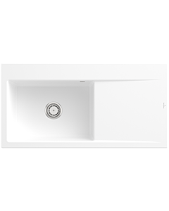 Villeroy und Boch Subway Style 60 Einbauspüle 336201RW Becken links, Ablaufgarnitur mit Handbetätigung, 1000 x 510 mm, Stone White
