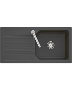 Villeroy und Boch Linara 60 Flächenbündige Spüle 33861Fi4 mit Ablaufgarnitur, Handbetätigung, graphit CeramicPlus