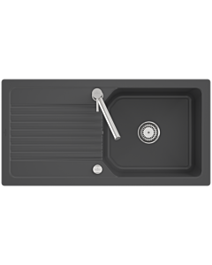 Villeroy und Boch Linara 60 Flat Flächenbündige Spüle 33862Fi4 mit Ablaufgarnitur, Excenterbetätigung, graphit CeramicPlus
