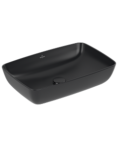 Villeroy und Boch Artis Aufsatzwaschtisch 417258R7 58x38cm, eckig, ohne Hahnlochbank, ohne Überlauf, Pure black C-plus