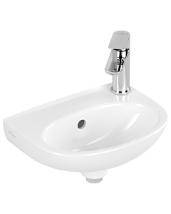 Villeroy und Boch O.novo lavabo 434036R1 36x27,5cm, ovale, avec trop-plein, trous de robinetterie latéraux prépercés, blanc C-plus