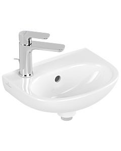 Villeroy und Boch O.novo washbasin 43403L01 36x27.5cm, oval, without overflow, tap hole punched through on the right, white