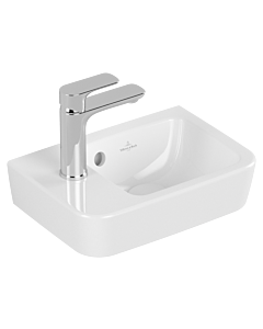 Villeroy und Boch O.novo Handwaschbecken 434236R1 36x25cm, eckig, Becken rechts, mit Hahnloch, mit Überlauf, weiß C-plus