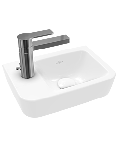 Villeroy und Boch O.novo hand washbasin 434237T2 36x25cm, square, basin on the right, with tap hole, without overflow, white AntiBac C-plus