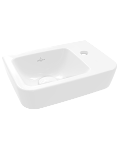 Villeroy und Boch O.novo lave-mains 43433701 36x25cm, carré, vasque à gauche, avec trou pour robinetterie, sans trop-plein, blanc