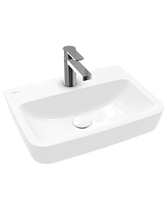 Villeroy und Boch O.novo Handwaschbecken 434451T2 50x37cm, eckig, mit Hahnloch, ohne Überlauf, weiß AntiBac C-plus