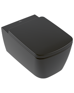 Villeroy und Boch Finion Wand-Tiefspüler 4610T0R7 37x56cm, spülrandlos, pure black C-Plus