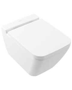 Abattant de toilette Villeroy &amp; Boch Finion 9M88S1RW blanc pierre, céramique plus, à démontage rapide, fermeture amortie, charnières en acier inoxydable