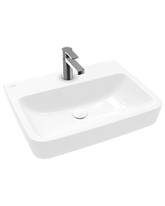 Villeroy und Boch O.novo Einbau-/Aufsatz-Waschtisch 4A416LT2 60x46cm, eckig, mit Hahnloch, ohne Überlauf, weiß AntiBac C-plus