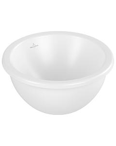 Villeroy und Boch Loop &amp; friends 4A5100RW rond, sans rangée de trous pour robinetterie, avec trop-plein, Ø 33 cm, blanc pierre C-plus