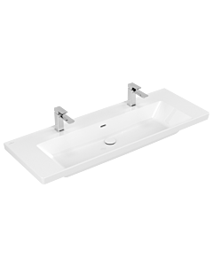 Villeroy und Boch Subway 3. 1930 meuble vasque 4A70D4R1 130x47cm, avec 2 trous de robinetterie/avec trop-plein, blanc C-plus