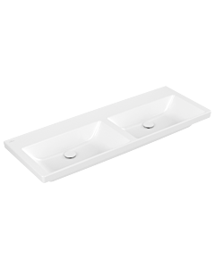Villeroy und Boch Subway 3.0 Schrank-Doppelwaschtisch 4A71D3R1 130x47cm, ohne Hahnloch/ohne Überlauf, weiß C-plus