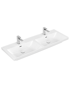 Villeroy und Boch Subway 3. 1930 double vanity washbasin 4A71D501 130x47cm, each with 2000 tap hole / with overflow, white