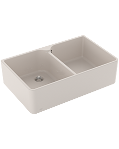 Villeroy und Boch Spülstein Doppelbecken 638001KR Ablaufgarnitur mit Handbetätigung, Crema