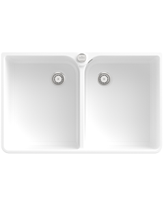 Villeroy und Boch double bowl sink 638002RW drain fitting with eccentric operation, Stone White