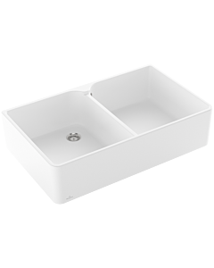 Villeroy und Boch garniture de vidange 2 bacs 639001RW match0 avec commande manuelle, blanc pierre