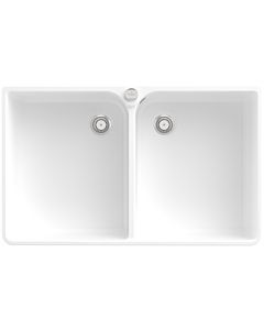Villeroy und Boch double bowl sink 639002RW drain fitting with eccentric operation, Stone White