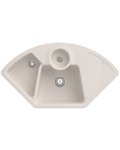 Villeroy und Boch Solo Eck Eckspüle 670801KR Ablaufgarnitur, Handbetätigung, Resteschale, Crema
