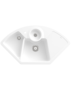 Villeroy und Boch Solo Corner sink 670801RW drain fitting, manual operation, waste bowl, Stone White