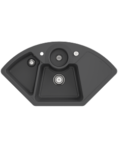 Villeroy und Boch Solo Corner corner sink 670802i4 drain fitting, eccentric operation, waste bowl, Graphit