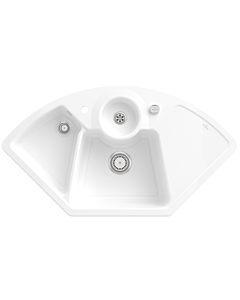 Villeroy und Boch Solo Corner sink 670802KG drain fitting, eccentric operation, waste bowl, Snow White