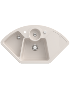 Villeroy und Boch Solo Corner sink 670802KR drain fitting, eccentric operation, waste bowl, Crema