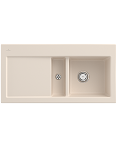 Villeroy & Boch Subway 60 Einbauspüle 671201FU rechts, 1000 x 510 mm, mit Ablaufgarnitur und Handbetätigung, Ivory