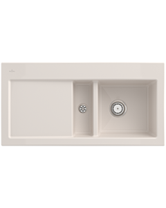 Évier encastrable Villeroy und Boch Subway 60 671201KR à droite, avec garniture de vidage , 1000 x 510 mm, commande manuelle, Crema CeramicPlus