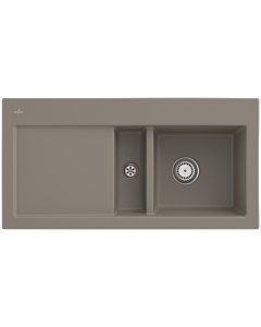 Évier encastrable Villeroy und Boch Subway 60 671201TR à droite, avec garniture de vidage , 1000 x 510 mm, commande manuelle, bois CeramicPlus
