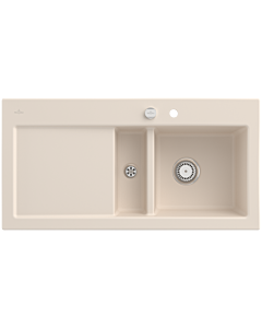 Villeroy & Boch Subway 60 Built-in sink 671202FU right, with drain fitting and eccentric operation, 1000 x 510 mm, Ivory