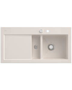 Villeroy & Boch Subway 60 Built-in sink 671202KR right, with drain fitting and eccentric operation, 1000 x 510 mm, Crema