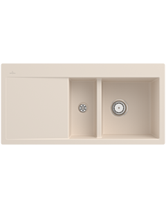 Villeroy und Boch Subway sink 67121FFU basin on the right, with waste set and manual operation, ivory