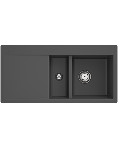 Villeroy und Boch Subway sink 67121Fi4 basin right, with waste set and manual operation, Graphit